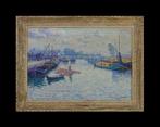 Jean-Fernand Trochain 1879-1969. - Port de péniches sur le, Antiek en Kunst, Kunst | Schilderijen | Klassiek
