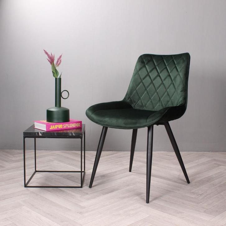 Eetkamerstoel zonder armleuning | Velvet | Groen | DS4U, Huis en Inrichting, Stoelen, Nieuw, Ophalen of Verzenden