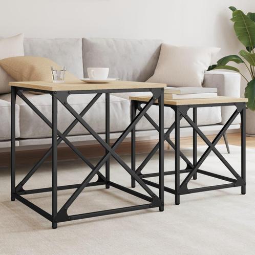 vidaXL 2-delige Tafeltjesset bewerkt hout sonoma, Huis en Inrichting, Tafels | Salontafels, Nieuw, Overige houtsoorten, Verzenden