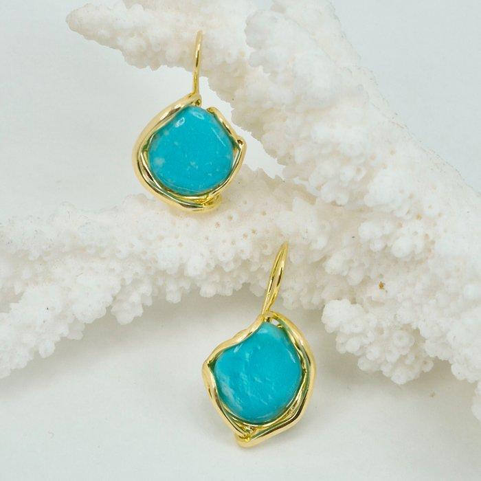 Turquoise - Zilver, Verguld - Oorbellen - Turquoise, Antiek en Kunst, Curiosa en Brocante