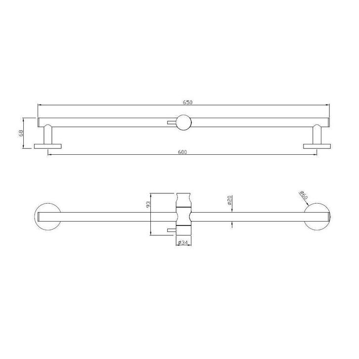 Chroom Messing Glijstang+Glijstuk Rond 650Mm, Doe-het-zelf en Verbouw, Sanitair, Ophalen of Verzenden