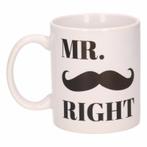Mr. Right koffiemok / beker 300 ml - Bruiloft mokken, Huis en Inrichting, Ophalen of Verzenden, Nieuw