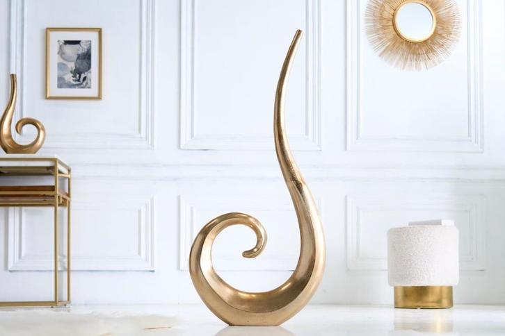 Moderne vaas WAVE XL 106cm goud aluminium gepolijst, Huis en Inrichting, Woonaccessoires | Vazen, Ophalen of Verzenden