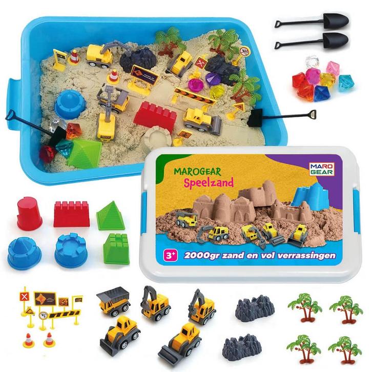 Speelzand bouwplaats koffer met vormpjes en meer., Kinderen en Baby's, Speelgoed | Educatief en Creatief, Nieuw, Ophalen of Verzenden