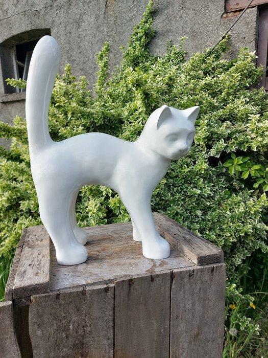 Beeld, Garden statue - Cat - Color white - 46 cm - polyresin, Antiek en Kunst, Curiosa en Brocante