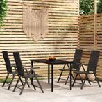vidaXL 5-delige Tuinset zwart, Tuin en Terras, 4 zitplaatsen, Verzenden, Nieuw, Rvs