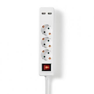Stekkerdoos met USB | Nedis | 1.5 meter, Doe-het-zelf en Verbouw, Elektra en Kabels, Nieuw, Verzenden