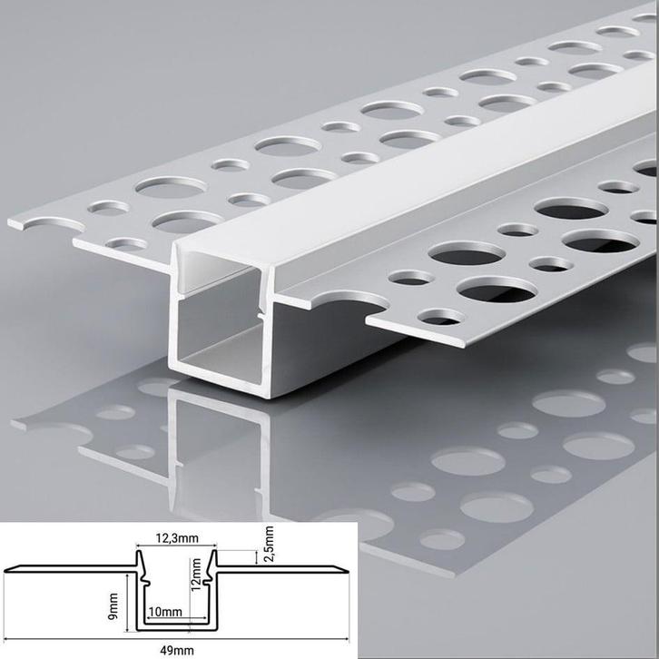 Stuc Led Strip Profiel | Aluminium|  12x9mm | Per 2 Meter, Huis en Inrichting, Lampen | Overige, Nieuw, Ophalen of Verzenden