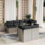 vidaXL 8-delige Loungeset met kussens poly rattan lichtgrijs, Nieuw, 8 zitplaatsen, Loungeset, Verzenden