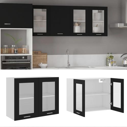 vidaXL Hangkast Lyon 80x31x60 cm bewerkt hout zwart, Huis en Inrichting, Keuken | Keukenelementen, Zwart, Nieuw, Verzenden