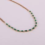 Halsketting - 18 karaat Geel goud - 7.14ct. tw. Smaragd -, Sieraden, Tassen en Uiterlijk, Kettingen, Nieuw