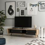 [en.casa] TV meubel Fladså 160x40x40 cm Eiken en zwart, Huis en Inrichting, Kasten | Televisiemeubels, Nieuw, Verzenden