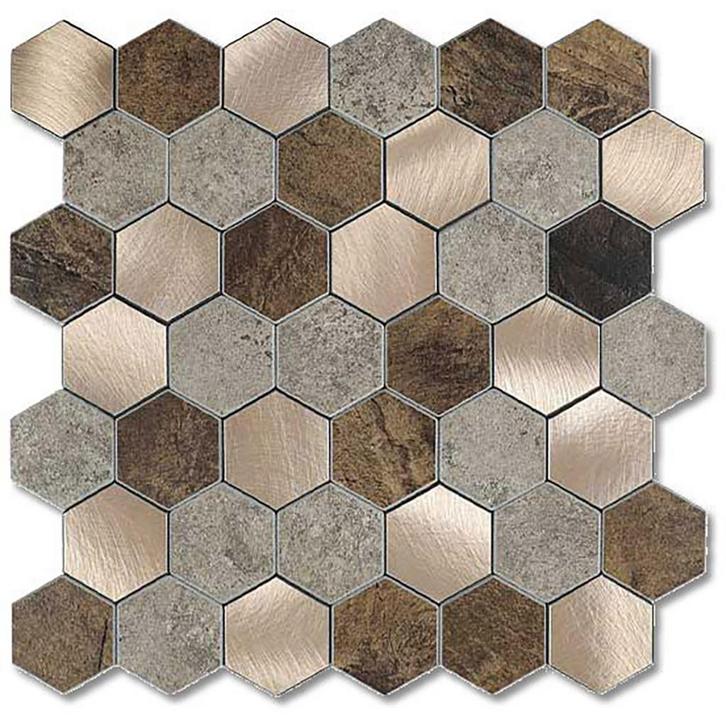 Zelfklevend Mozaiek Hexagon Koper V-Groef, Huis en Inrichting, Woonaccessoires | Wanddecoraties, Nieuw, Ophalen of Verzenden