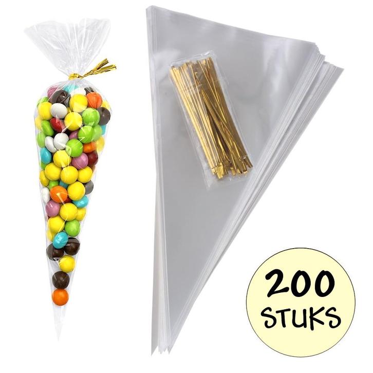 Fako Bijoux - 200x Cellofaan Puntzakken 25x13cm - Puntzak, Diversen, Cadeauverpakkingen, Verzenden