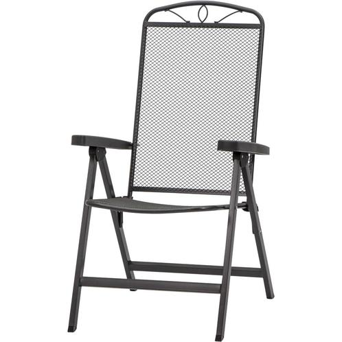 Siena Garden Elda klapstoel staal 65x60 cm - Zwart, Tuin en Terras, Tuinstoelen, Ophalen of Verzenden