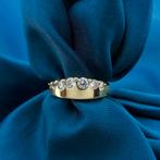 Gouden rijring met zirconia (gouden ring, geelgoud), Sieraden, Tassen en Uiterlijk, Ringen, Gebruikt, Overige kleuren, Ophalen of Verzenden