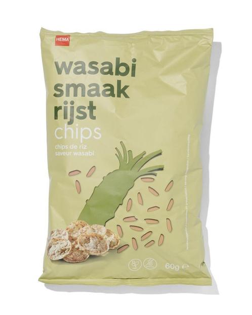HEMA Zilvervliesrijstchips met wasabismaak 60gram, Diversen, Levensmiddelen, Verzenden