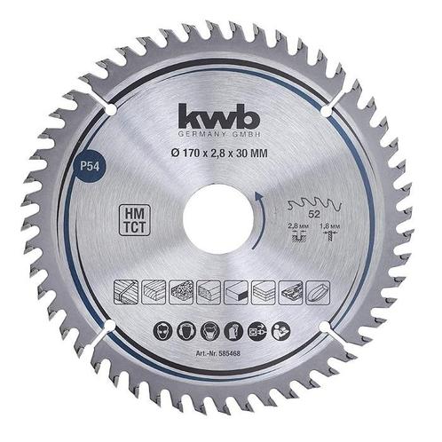 KWB Cirkelzaagblad P54 - 170x30mm (52 tanden), Doe-het-zelf en Verbouw, Gereedschap | Machine-onderdelen en Toebehoren, Nieuw