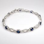 Armband - 18 karaat Witgoud - 5.59ct. tw. Saffier - Diamant, Nieuw