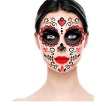 Dia De Los Muertos Gezicht Stickers Glitter 20cm, Hobby en Vrije tijd, Feestartikelen, Verzenden, Nieuw