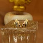 Tricolor gouden oorstekers (witgoud, roségoud) (witgoud), Sieraden, Tassen en Uiterlijk, Oorbellen, Ophalen of Verzenden, Gebruikt