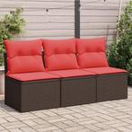 vidaXL Tuinbank 3-zits met kussens poly rattan bruin, Verzenden, Nieuw, Rotan