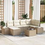 vidaXL Tuin Sofa Set met kussen 6 pcs Beige en Crème poly, Tuin en Terras, Tuinsets en Loungesets, Verzenden, Nieuw, Rotan