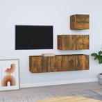 vidaXL 4-delige Tv-meubelset bewerkt hout gerookt, Huis en Inrichting, Kasten | Televisiemeubels, Verzenden, Nieuw, 50 tot 100 cm