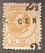 Suriname 1892 - Hulpuitgifte, variëteit verschoven opdruk +, Postzegels en Munten, Postzegels | Nederland, Gestempeld