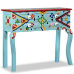 vidaXL Wandtafel handgeschilderd massief mangohout blauw, Verzenden, Nieuw, 50 tot 100 cm, Minder dan 100 cm