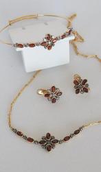 3-delige sieradenset - 19.2 kt. Geel goud, Zilver - 2.88ct., Sieraden, Tassen en Uiterlijk, Antieke sieraden