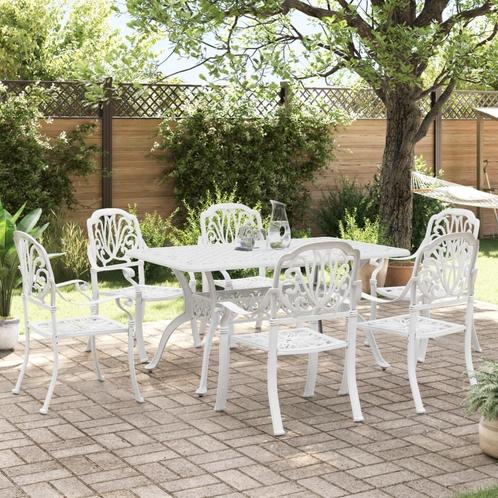 vidaXL 7-delige Tuinset gietaluminium wit, Tuin en Terras, Tuinsets en Loungesets, Tuinset, Nieuw, Aluminium, Verzenden