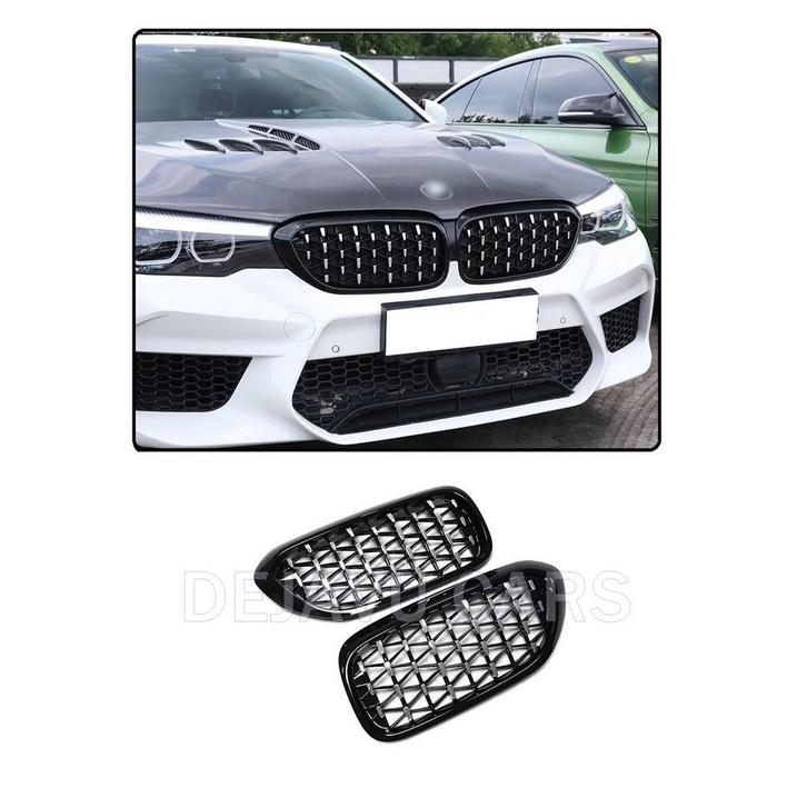 Black/Chrome Diamond Look Sport Front Grill voor BMW 5 Serie, Auto diversen, Tuning en Styling, Ophalen of Verzenden