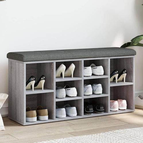 vidaXL Schoenenbank 102x32x50 cm bewerkt hout grijs sonoma, Huis en Inrichting, Banken | Voetenbanken en Poefen, Nieuw, Verzenden