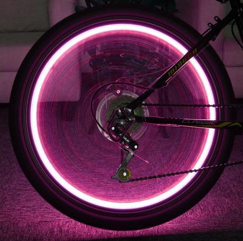 LED fietswiel verlichting - 20 LED - Roze, Fietsen en Brommers, Fietsaccessoires | Overige Fietsaccessoires, Nieuw, Ophalen of Verzenden