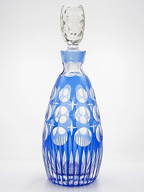 Meyrs Neffe - Haida Art Deco Faceted Blue Crystal Glass, Antiek en Kunst, Kunst | Designobjecten