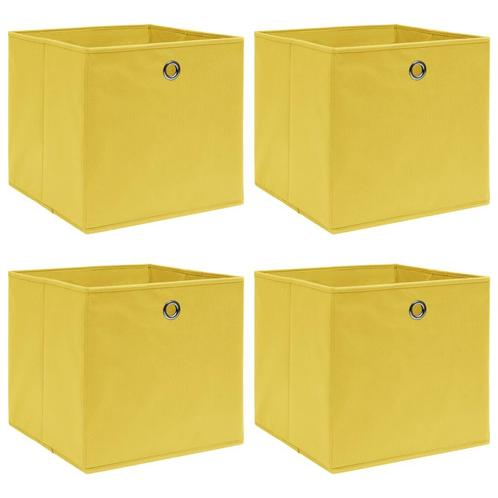 vidaXL Opbergboxen 4 st 32x32x32 cm stof geel, Huis en Inrichting, Woonaccessoires | Kisten, Nieuw, Verzenden