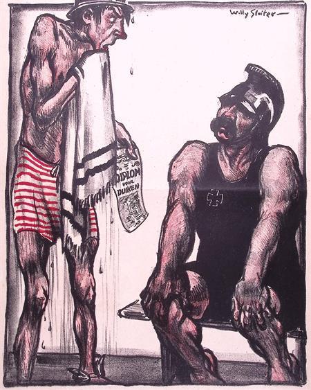 Spotprent over duikboten oorlog tijdens Eerste Wereldoorlog, Antiek en Kunst, Kunst | Litho's en Zeefdrukken, Verzenden