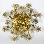 Plafondlamp - goudkleurig metaal, Kristal - Italiaanse