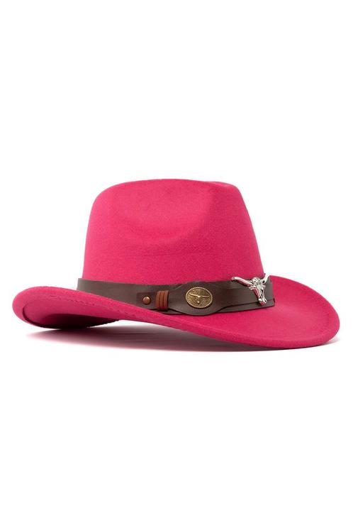 Cowboyhoed Roze Wolvilt Stier Cowboy Western Hoed Stierenkop, Kleding | Heren, Carnavalskleding en Feestkleding, Nieuw, Overige maten
