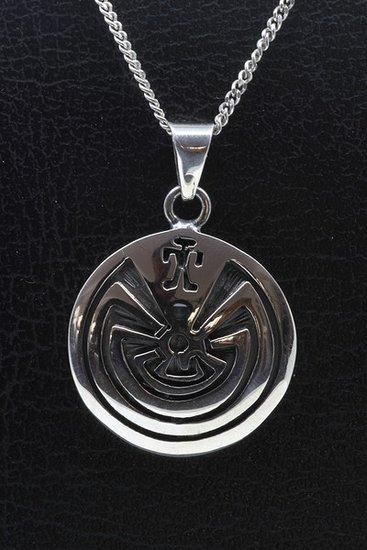 Zilveren Indiaan Doolhof rond hopi style ketting hanger, Sieraden, Tassen en Uiterlijk, Kettinghangers, Verzenden
