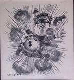 Pentekening Amerika - Russische mafia (lijst optie), Antiek en Kunst, Verzenden