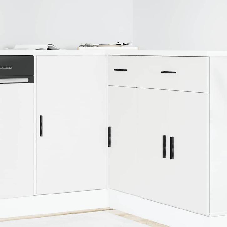 vidaXL Keuken onderkast Lyon bewerkt hout wit, Huis en Inrichting, Keuken | Keukenelementen, Wit, Nieuw, Verzenden