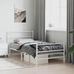 vidaXL Bedframe met hoofd- en voeteneinde metaal wit 100x190, 100 cm, Eenpersoons, Verzenden, Wit
