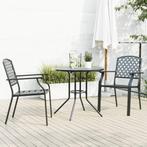 vidaXL 3-delige Tuinset stapelbaar gepoedercoat staal, 2 zitplaatsen, Verzenden, Nieuw, Rvs
