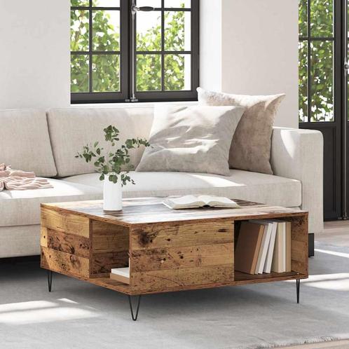 vidaXL Salontafel Oud hout 80 x 80 x 36.5 cm Bewerkt hout, Huis en Inrichting, Tafels | Salontafels, Vierkant, Nieuw, Overige houtsoorten