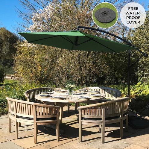 Zweefparasol + Waaiervormige parasoltegel - Groen -, Tuin en Terras, Parasols, Verzenden