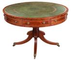 Sheraton Mahogany Drum Table - Bibliotheektafel - Buxushout,, Antiek en Kunst