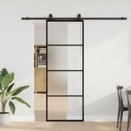vidaXL Schuifdeur met beslagset 76x205 cm ESG glas zwart, Doe-het-zelf en Verbouw, Deuren en Horren, Verzenden, Nieuw