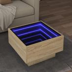 vidaXL Salontafel met LED 50x50x30 cm bewerkt hout sonoma, Verzenden, Nieuw, Overige houtsoorten, 50 tot 100 cm